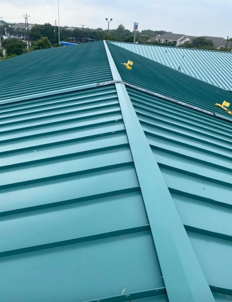Green commercial metal roof ridge and valley for Metal Roof Repair in Cypress Gardens